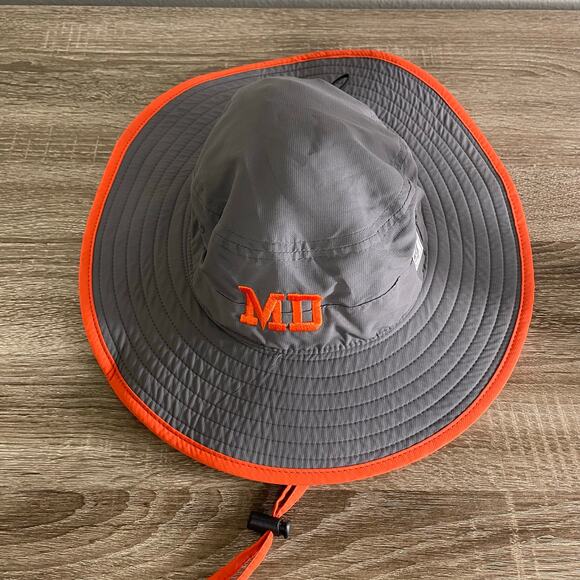 Vintage The Game MD Gray Orange Wide Brim Sun Hat Adjustable Chin Strap One Size - Picture 6 of 8
